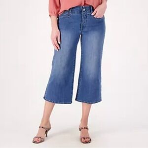 NYDJ Cool Embrace Wide Leg Crop Jeans 10L Not Your Daughters Jeans Lift Tuck